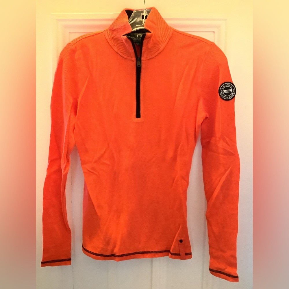 NWOT LRL Ralph Lauren Cotton Waffle Knit Thermal 1/4 Zip Top Size S